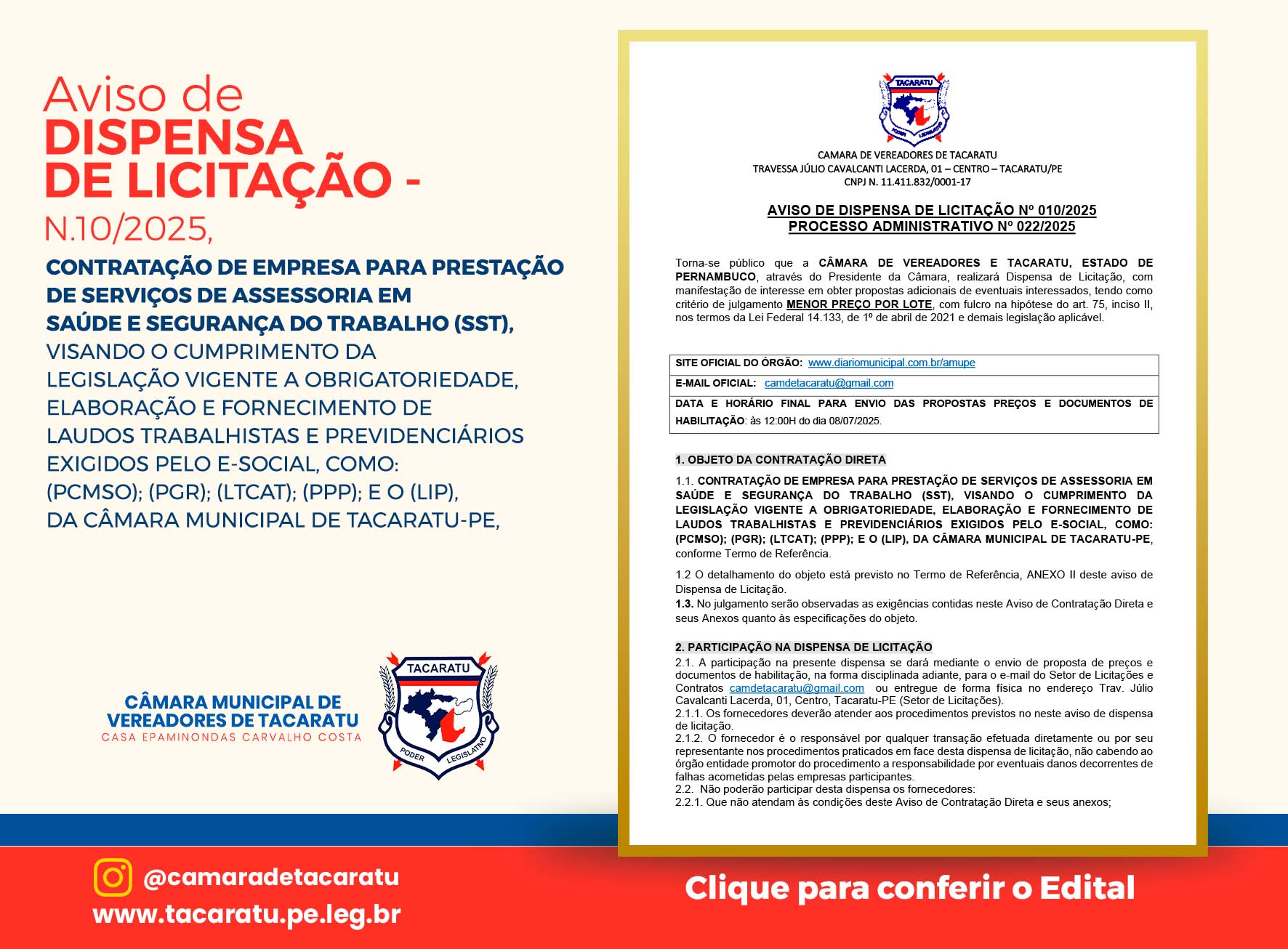 CONTRATAÇÃO DE EMPRESA PARA PRESTAÇÃO  DE SERVIÇOS DE ASSESSORIA EM SAÚDE E SEGURANÇA DO TRABALHO (SST)