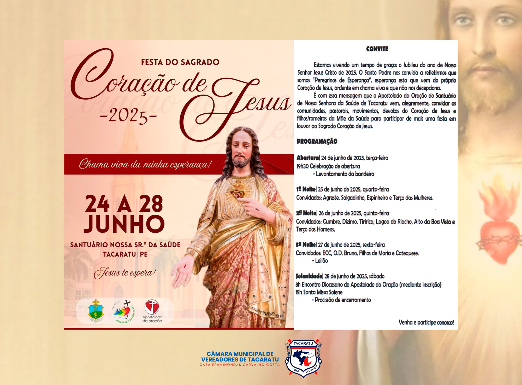 Festa do Sagrado Coração de Jesus 2025 - Tacaratu - PE | 24 A 28 DE JUNHO - Santuário Nossa Senhora da Saúde