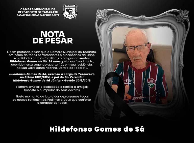 NOTA DE PESAR - Hildefonso Gomes de Sá