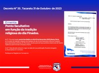 Ponto Facultativo - 03 de Novembro